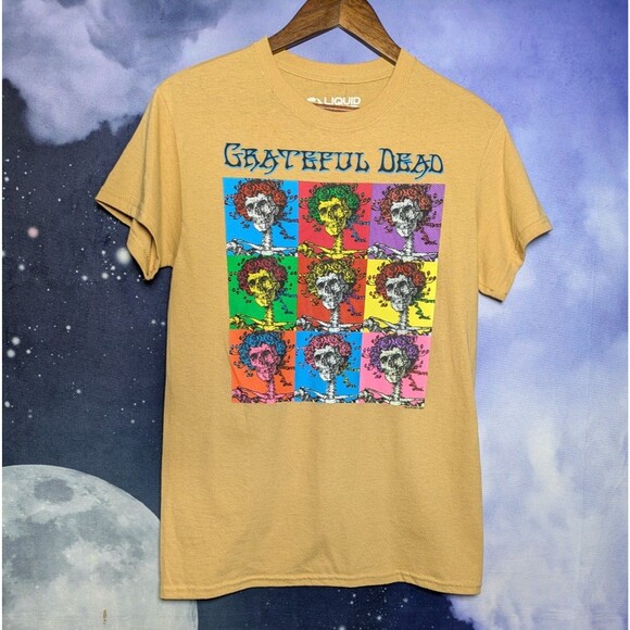 NWT Grateful Dead Liquid Blue Bertha Skull Graphic Tee Small Hippie Jam Band - Picture 1 of 6